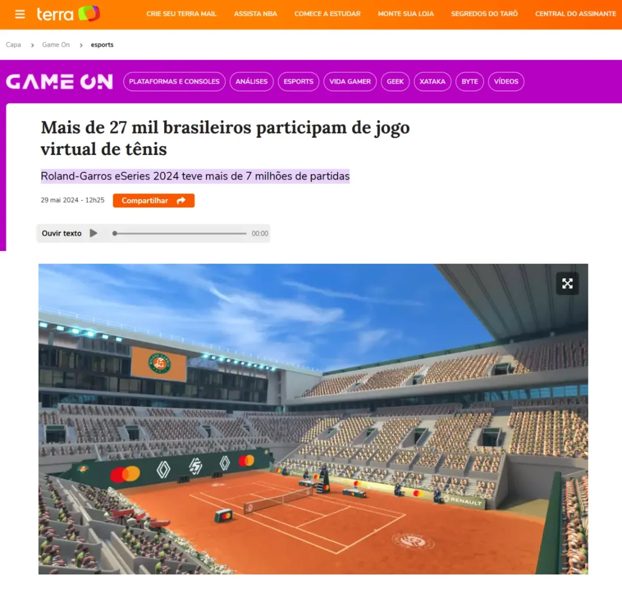 Publication Terra Roland-Garros eSeries by Renault